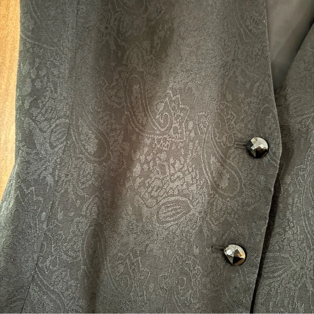 Vintage Leslie Fay Vest Women’s Large Black Paisley 80s 90s Boho Western
